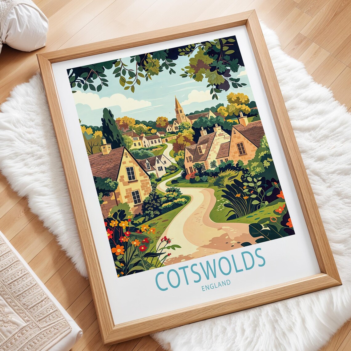 Personalised Cotswolds Travel Poster, England Decor