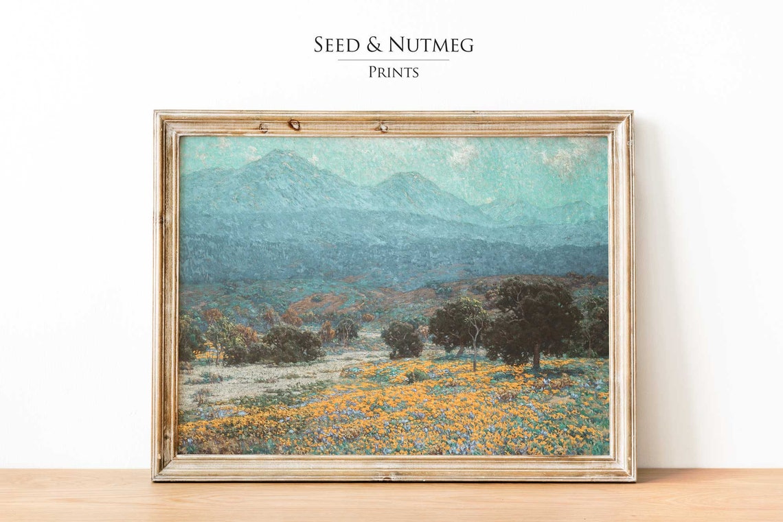 Spring Wildflower Meadow Bloom Vintage Floral Landscape Poster