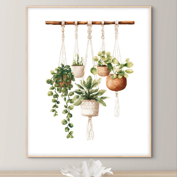 Boho Macrame Watercolor Art Bohemian Wall Print