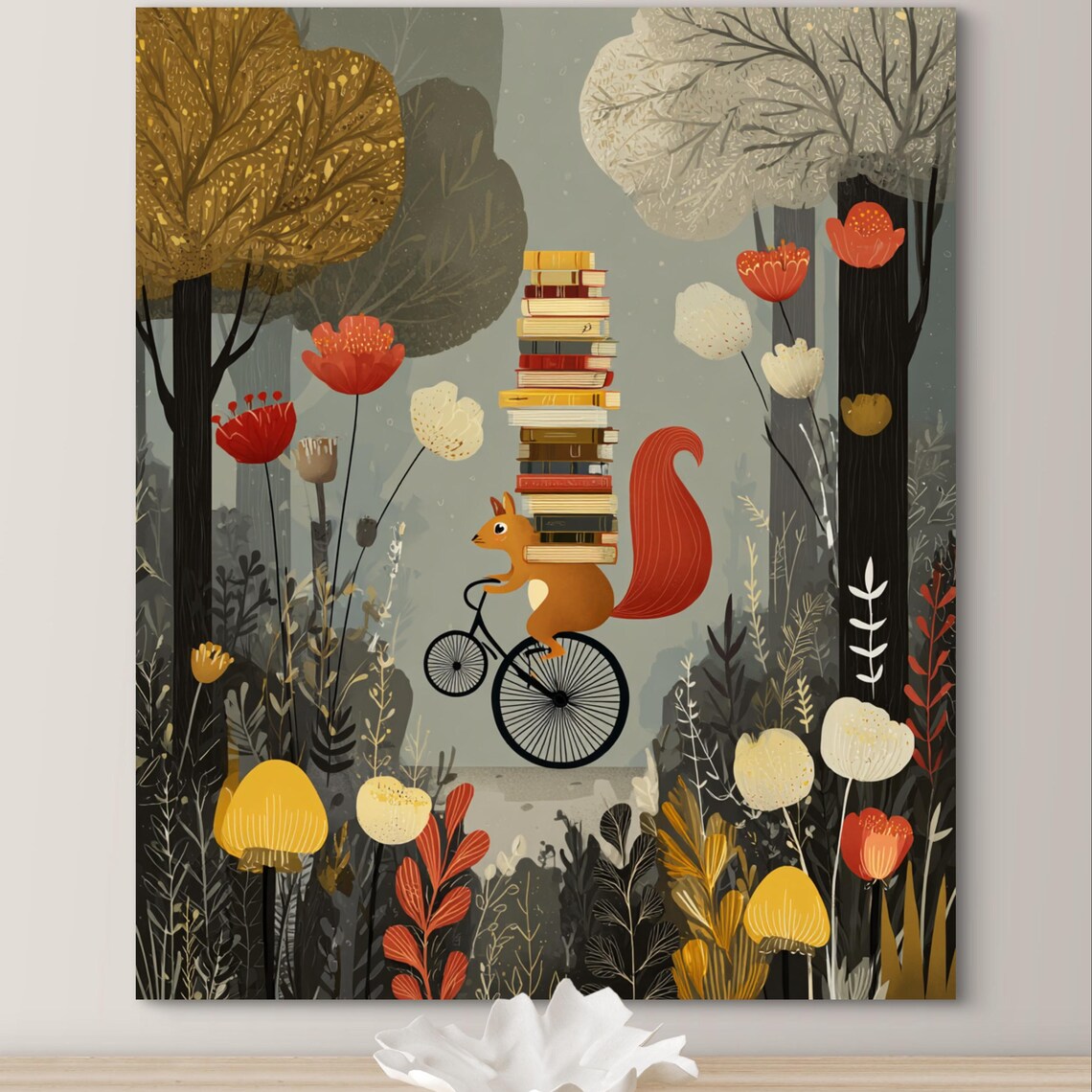 Whimsical Squirrel Art Cute Forest Animal Print