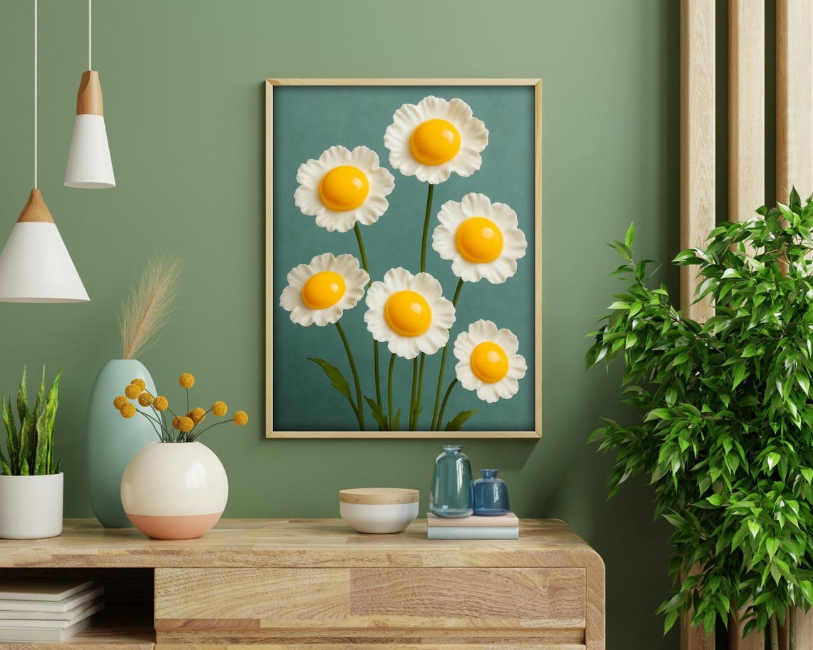 Egg Yolk Daisies Funny Kitchen Wall Art - Image 3
