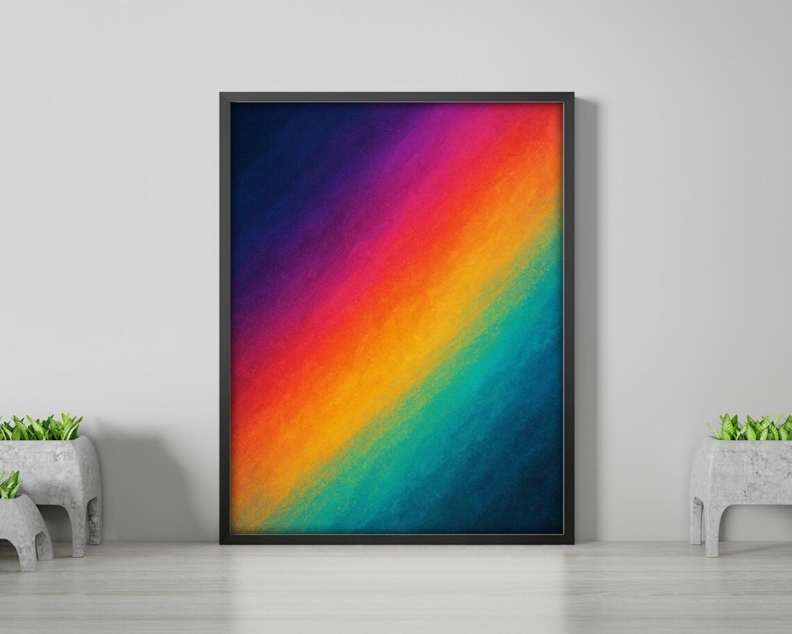 Retro Rainbow Gradient, Textured Vaporwave Poster - Image 3