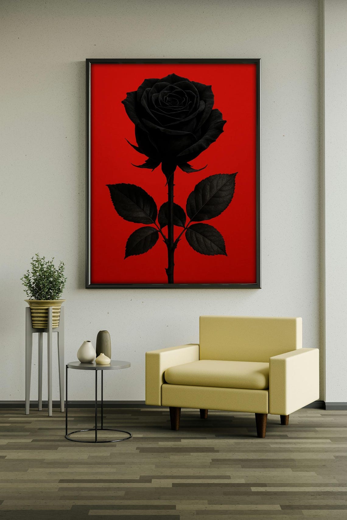 Gothic Black Rose Art Print, Dark Floral - Image 4