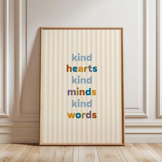 Inspirational Wall Art For Kids Classroom Decor Homeschool Motivational Poster Kind Quote Playroom Neutral Nursery