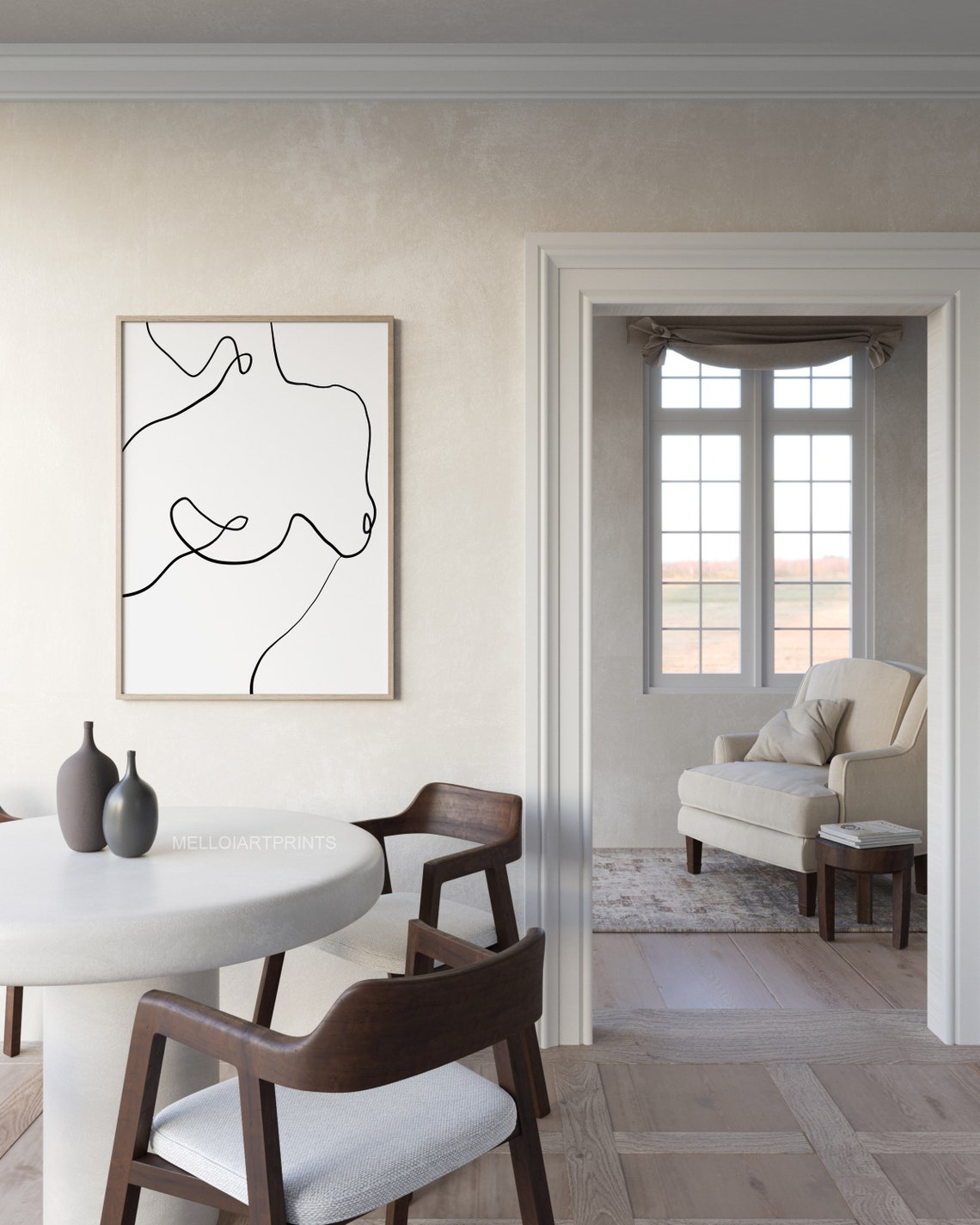 Black Continuous Line Squiggle Abstract Minimalist Art Poster - Image 3