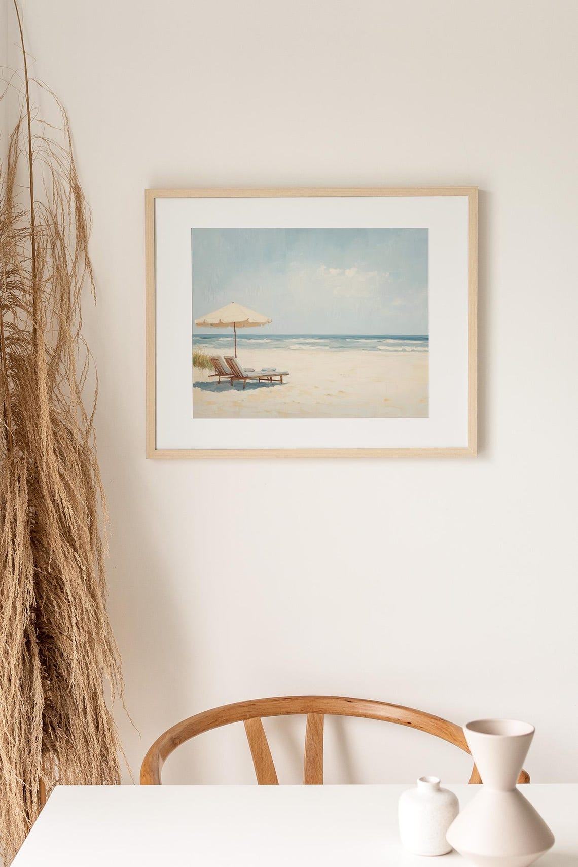 Beach Umbrella And Loungers Calm Shore Serene Coastal Poster - Image 3