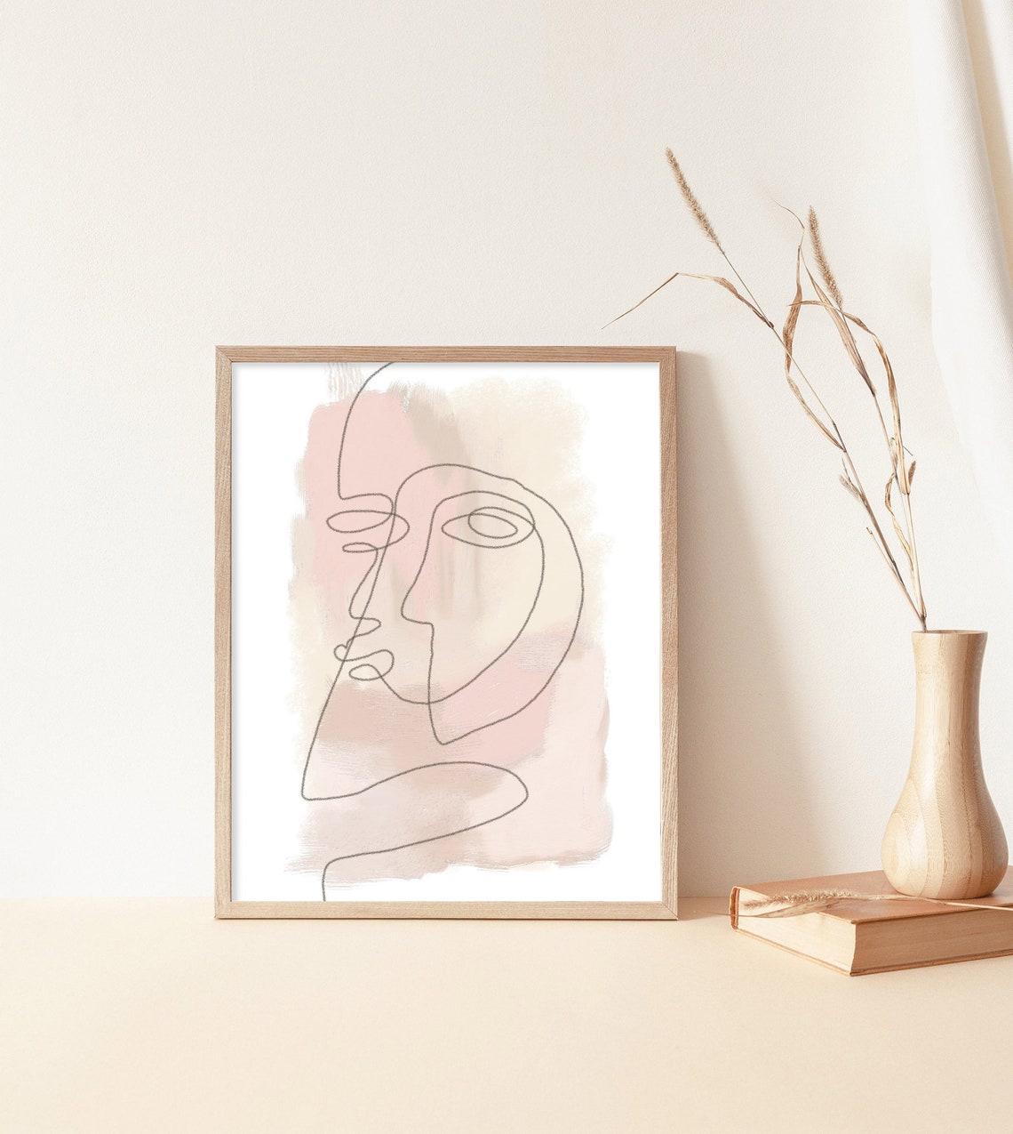 Blush Pink One Line Face Abstract Minimalist Woman Portrait Poster - Image 2