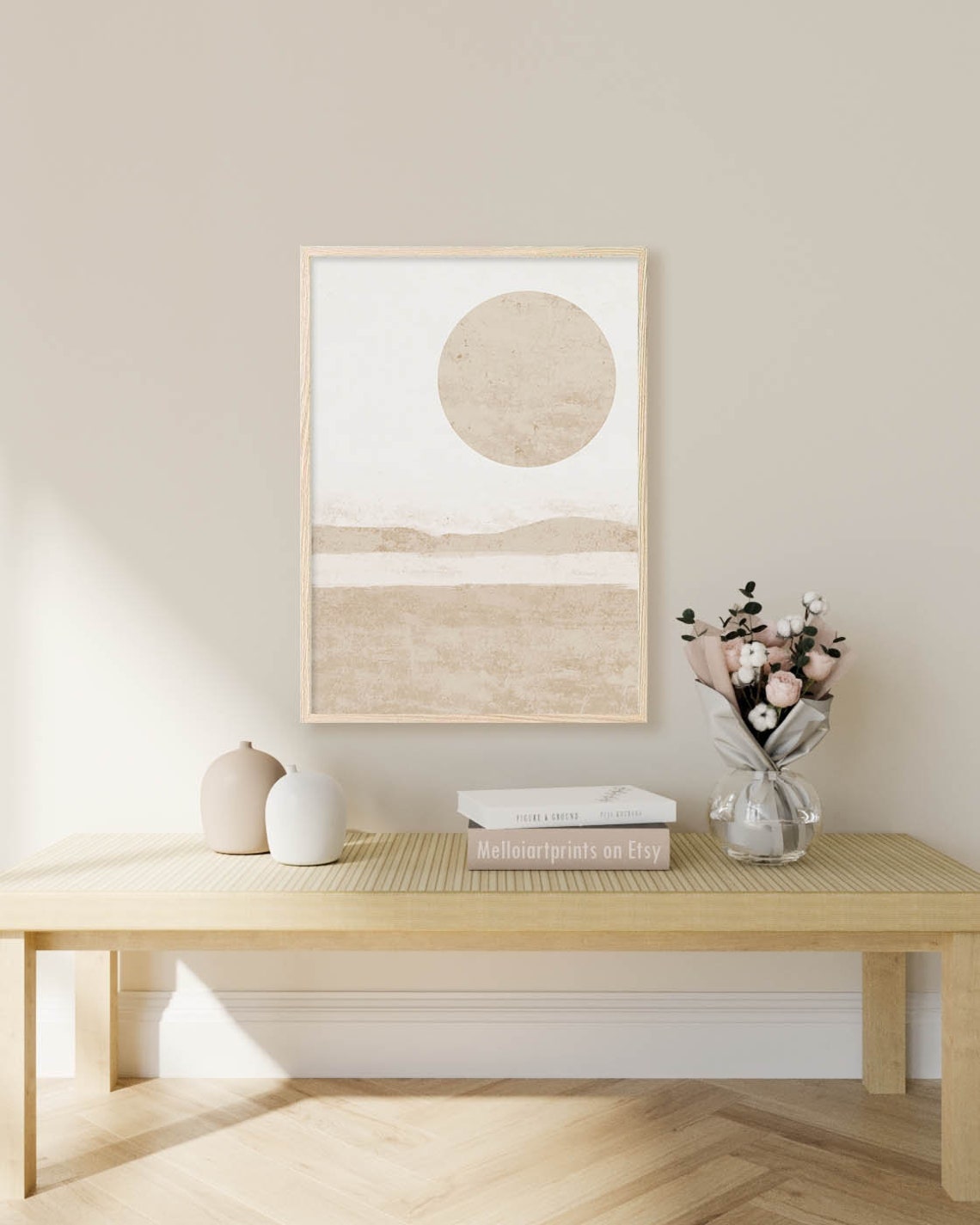Beige Sun Circle Minimalist Horizon Abstract Neutral Wall Poster - Image 2