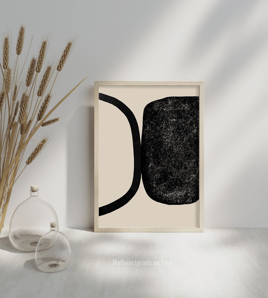 Bold Black Arch Shape Beige Minimal Modern Contrast Abstract Poster - Image 2