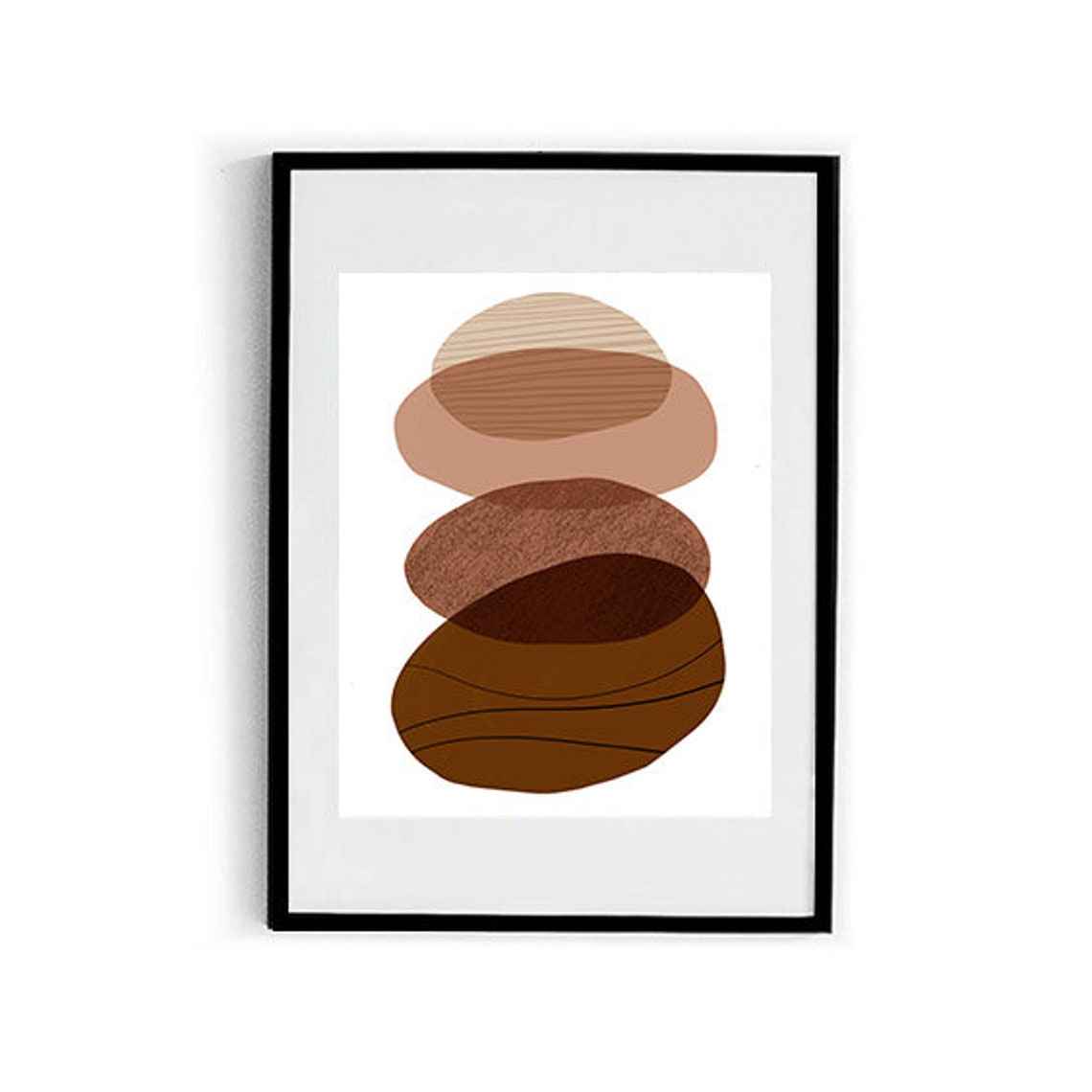 Terracotta Balancing Stones Abstract Art Earthy Modern Wall Poster - Image 3