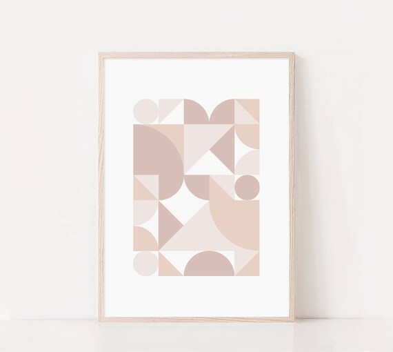 Abstract Geometric Print Geometric Pastel Print Pink Beige Mid Century Print Abstract Wall Art Minimalist Print Living Room Wall Art