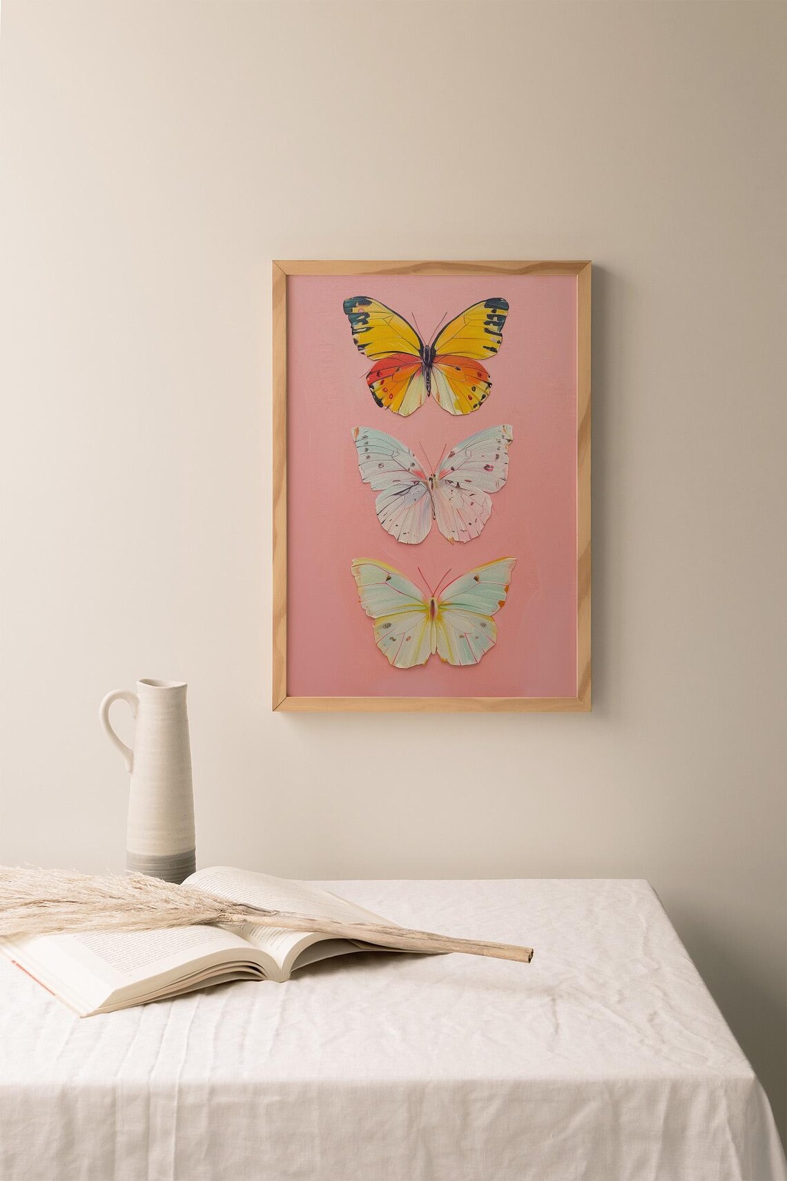 Three Butterflies Colorful Insect Wall Art Print - Image 2