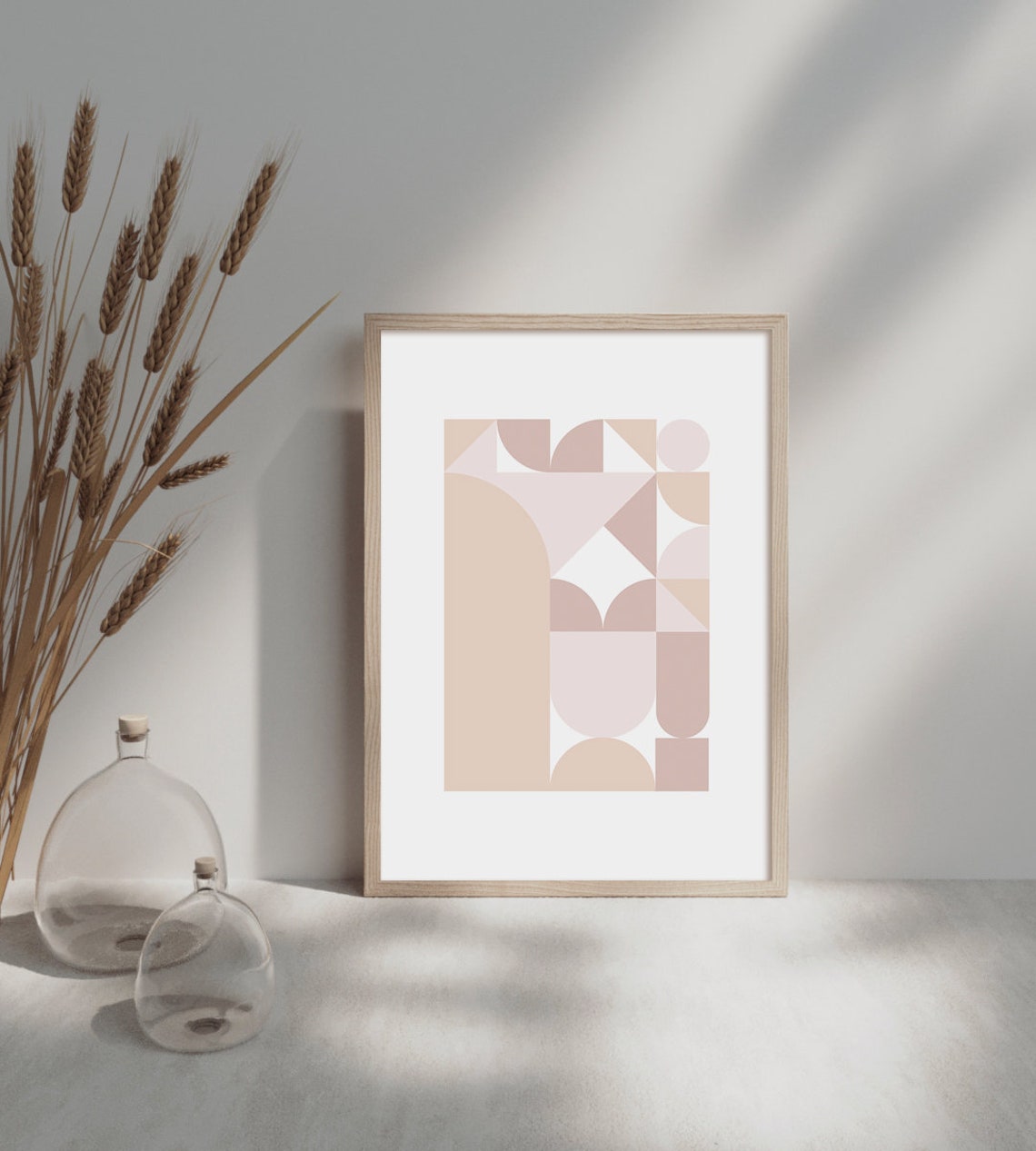 Pastel Geometric Shapes Collage Mid Century Bauhaus Art Poster - Image 2