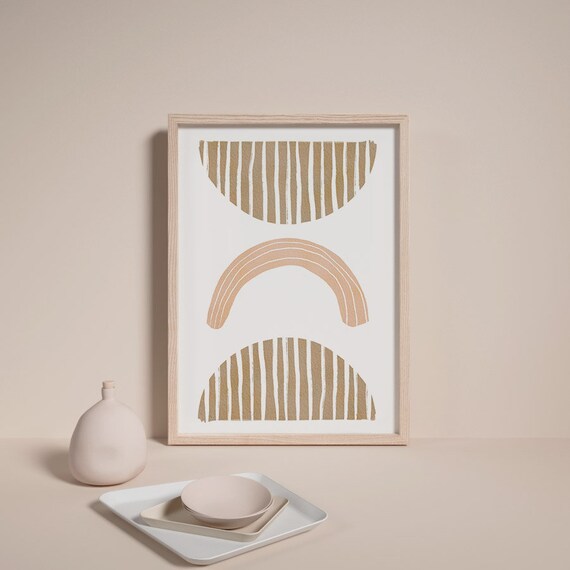 Abstract Geometric Boho Decor Watercolor Art Abstract Print Minimalist Painting Wall Art Print Neutral Wall Art