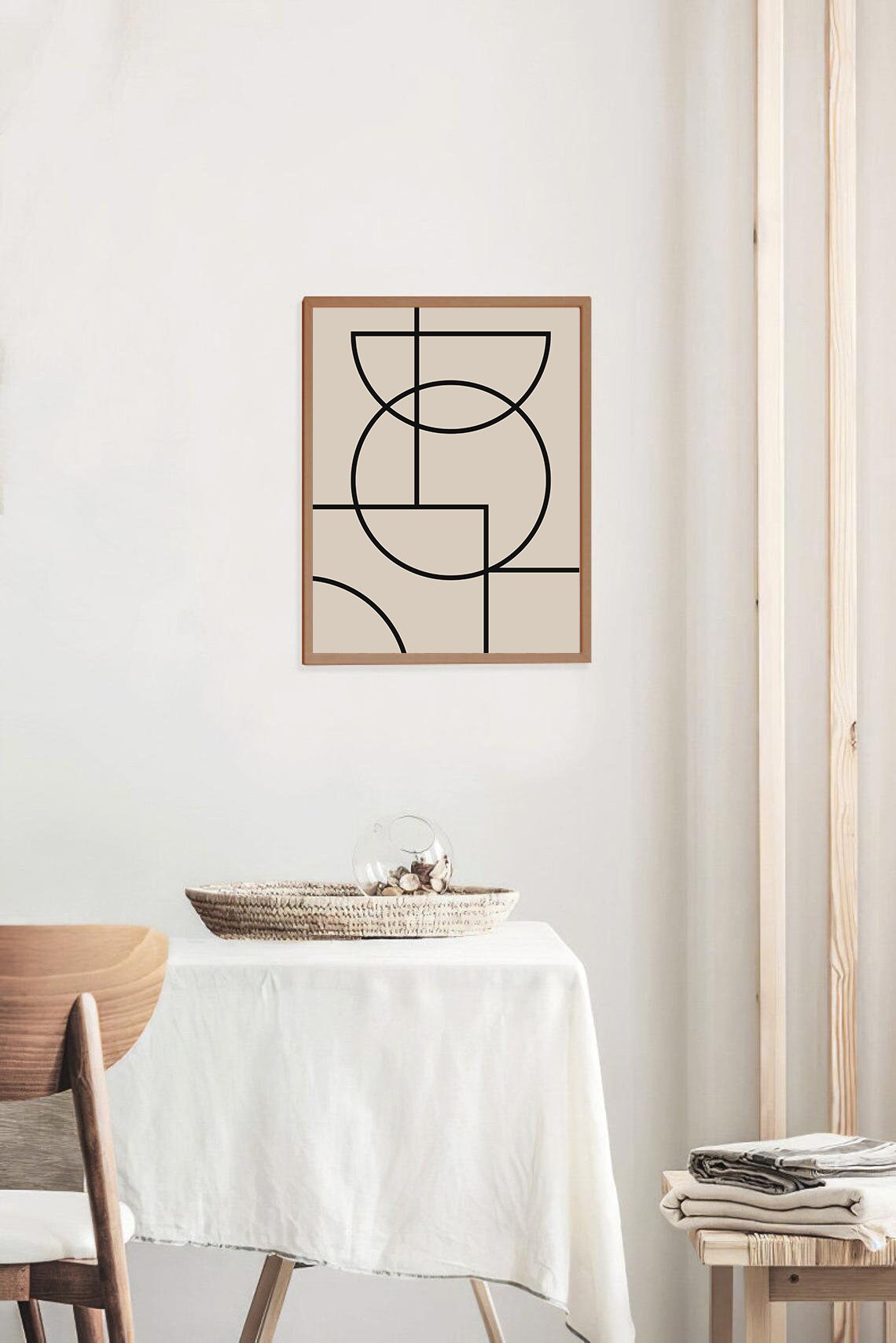 Black Beige Geometric Art, Abstract Wall Art Print - Image 2