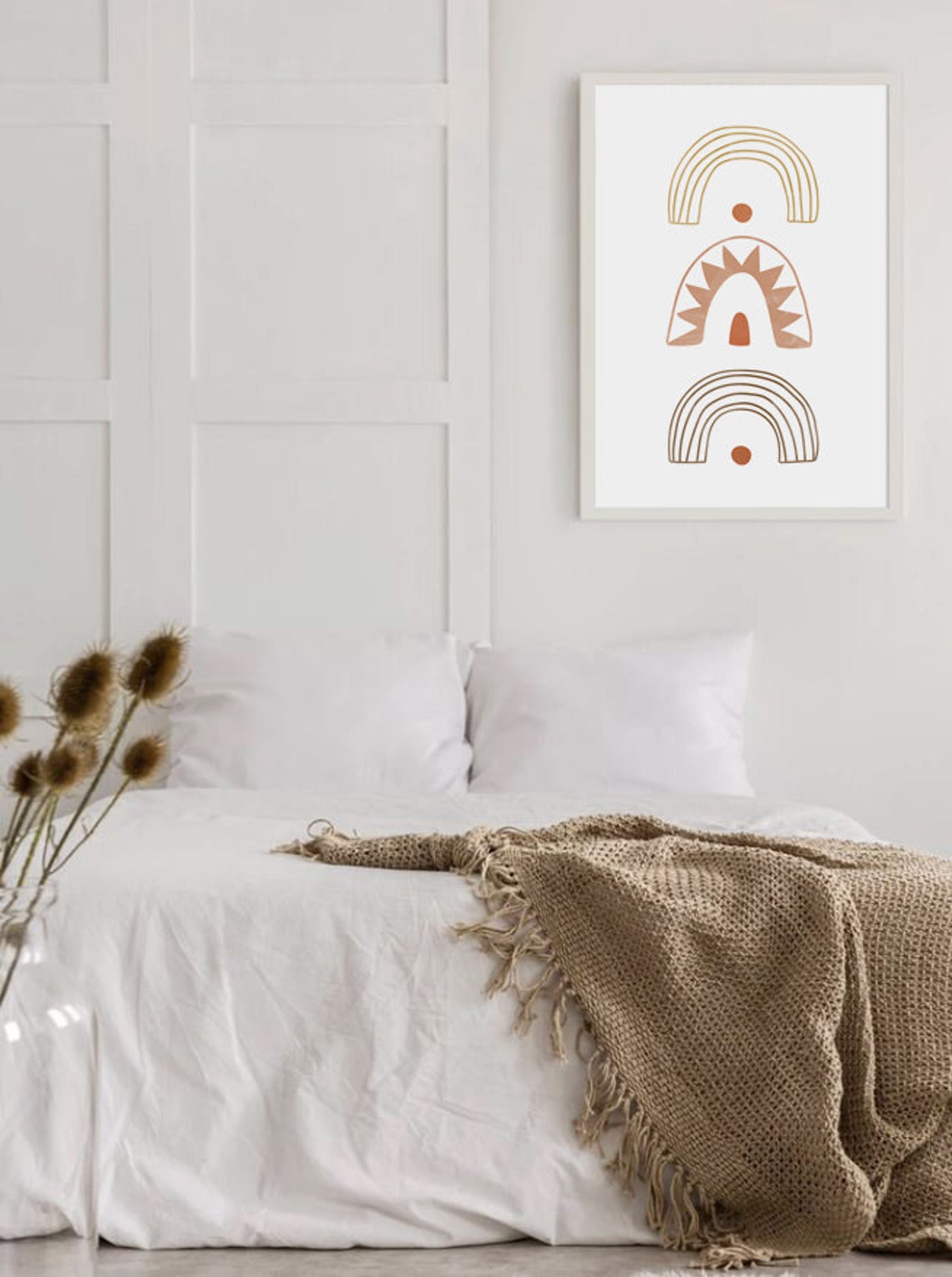 Boho Rainbow Arch Art Terracotta Mustard Line Modern Wall Poster - Image 2