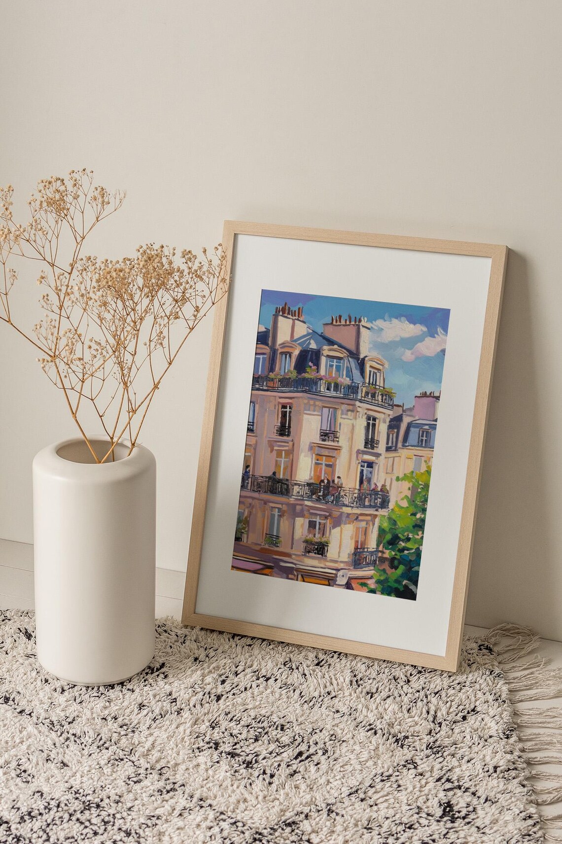 Paris Balcony Art Print Vibrant French Architecture Wall Art Urban Cityscape Painting Parisian Apartment Decor European City Scene - Image 2