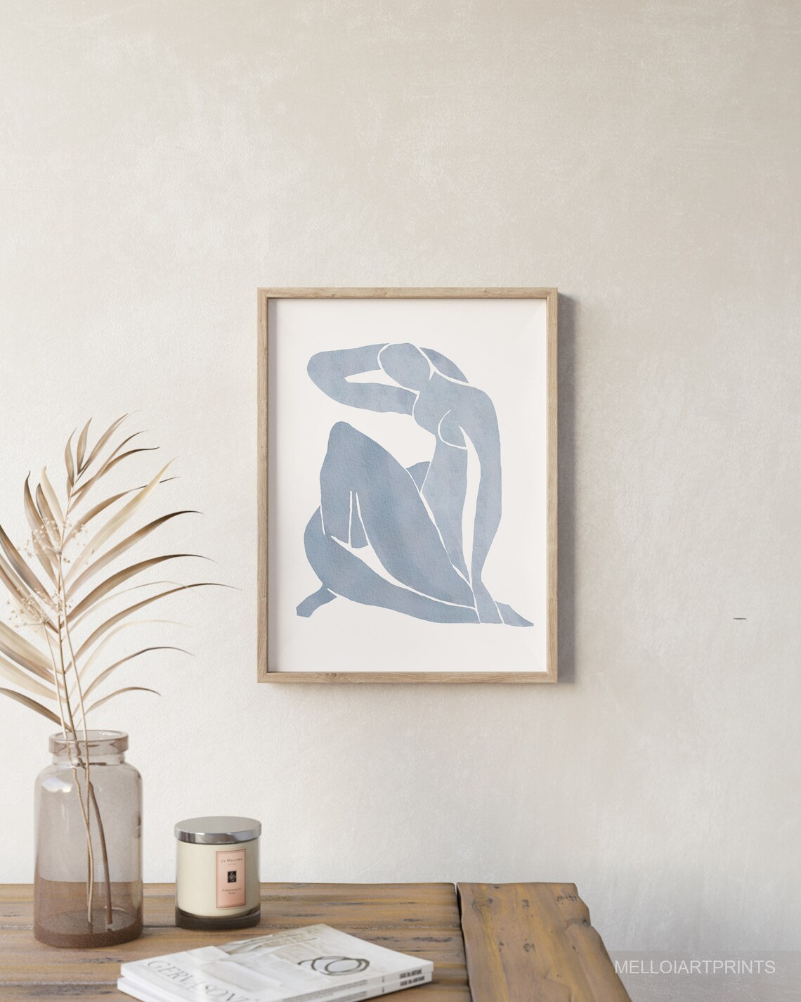 Matisse-Inspired Blue White Minimalist Art Print - Image 2