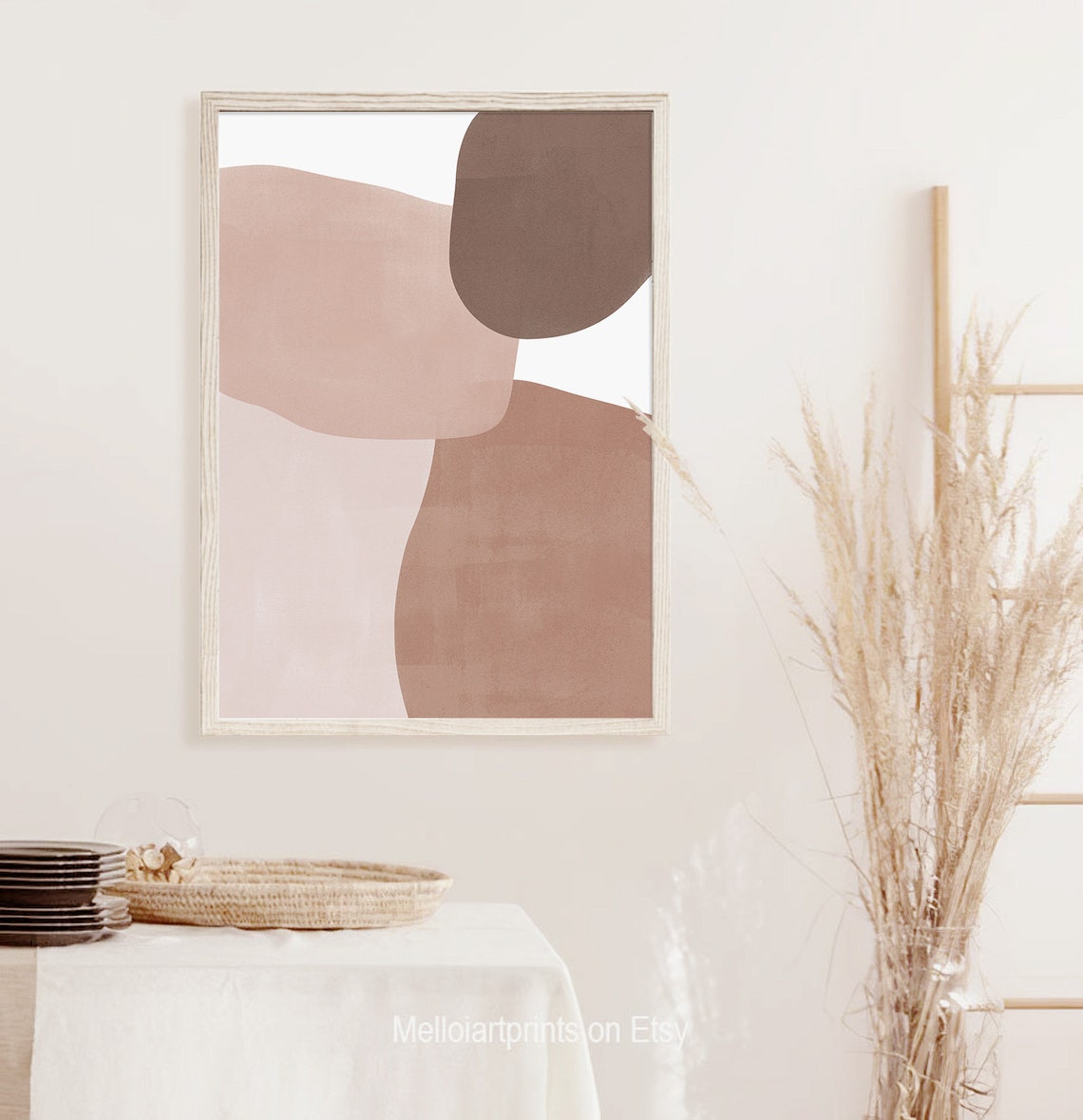 Neutral Abstract Brown Tan Organic Shapes Minimalist Art Poster - Image 2