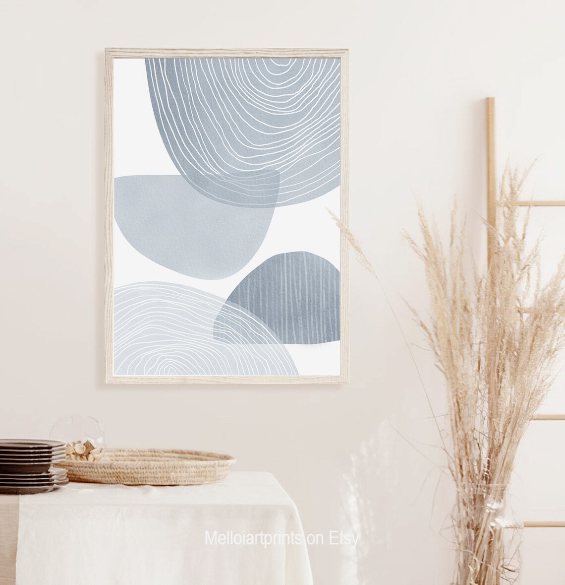Classic Blue Abstract Art, Navy Geometric Art Print - Image 3