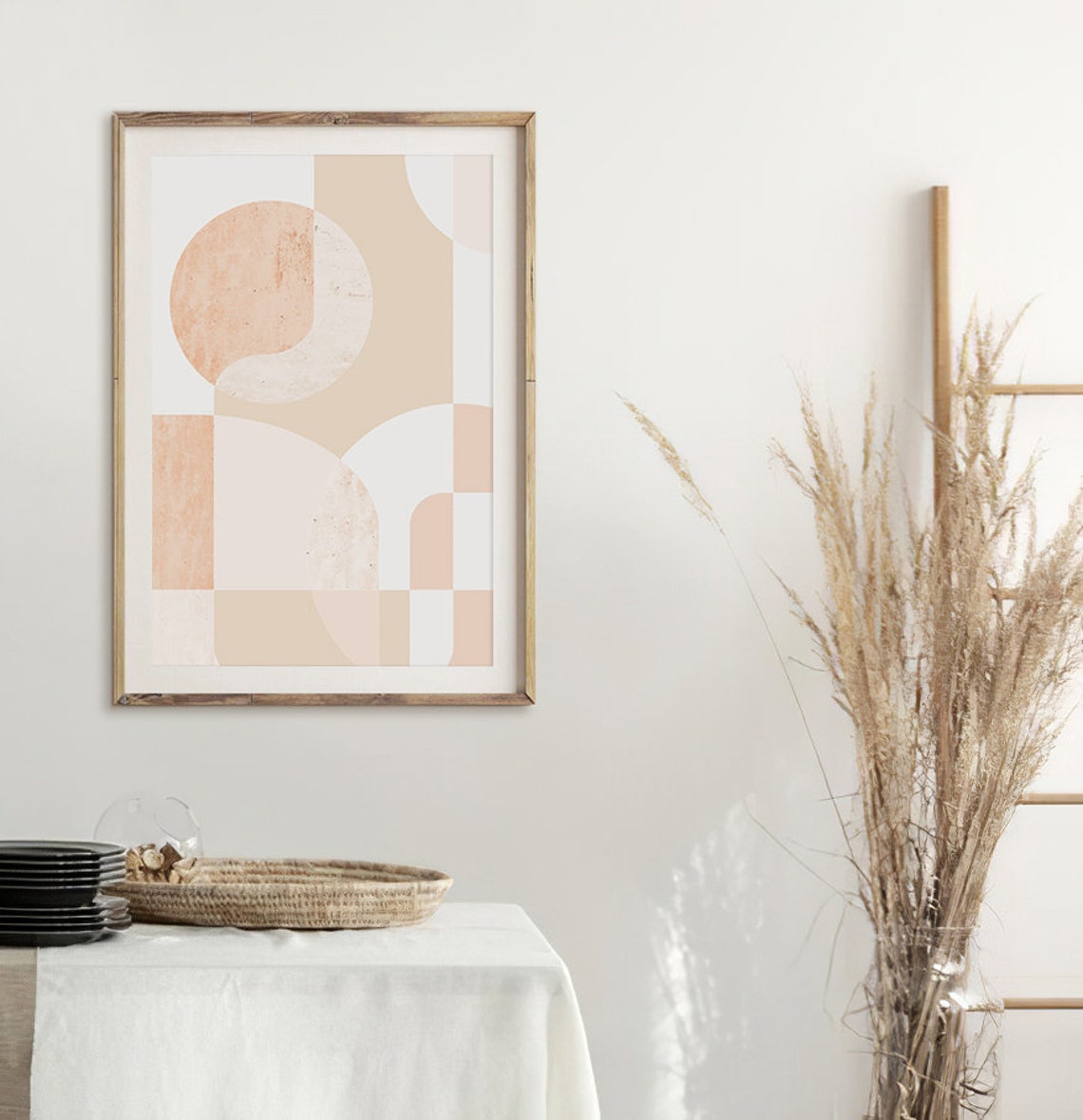 Beige Geometric Circle Arch Mid Century Modern Bauhaus Poster - Image 3