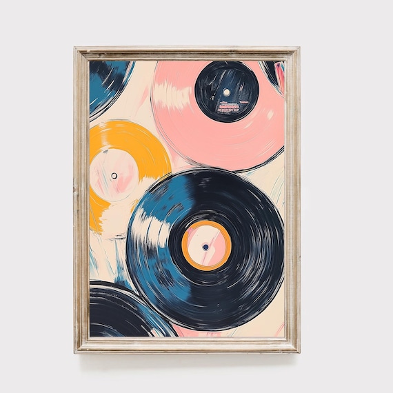 Vibrant Vinyl Records Retro Music Poster Print
