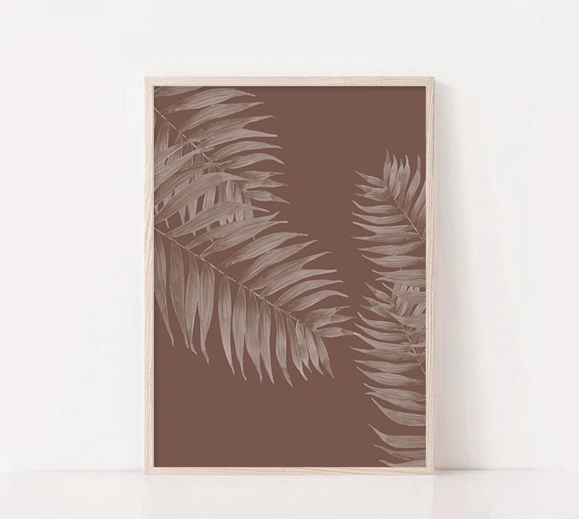 Palm Leaves Botanical Art Brown Tropical Fronds Modern Wall Poster - Image 3
