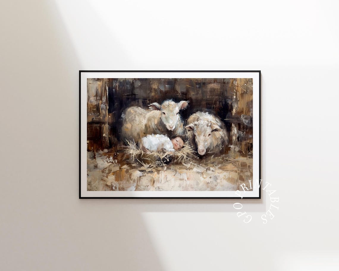 Nativity Scene Christian Christmas Wall Art Print - Image 2