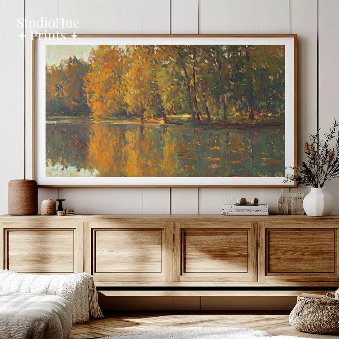 Fall Frame Tv Art Autumn Frame Tv Art Vintage Landscape Oil Painting Thanksgiving Tv Art Rustic Country Landscape Tv Art Sage Green Wall Art - Image 2