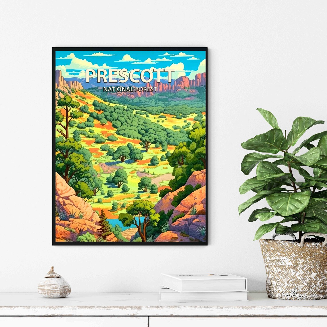 Prescott National Forest Retro Travel Poster Arizona Canyon View - Image 3