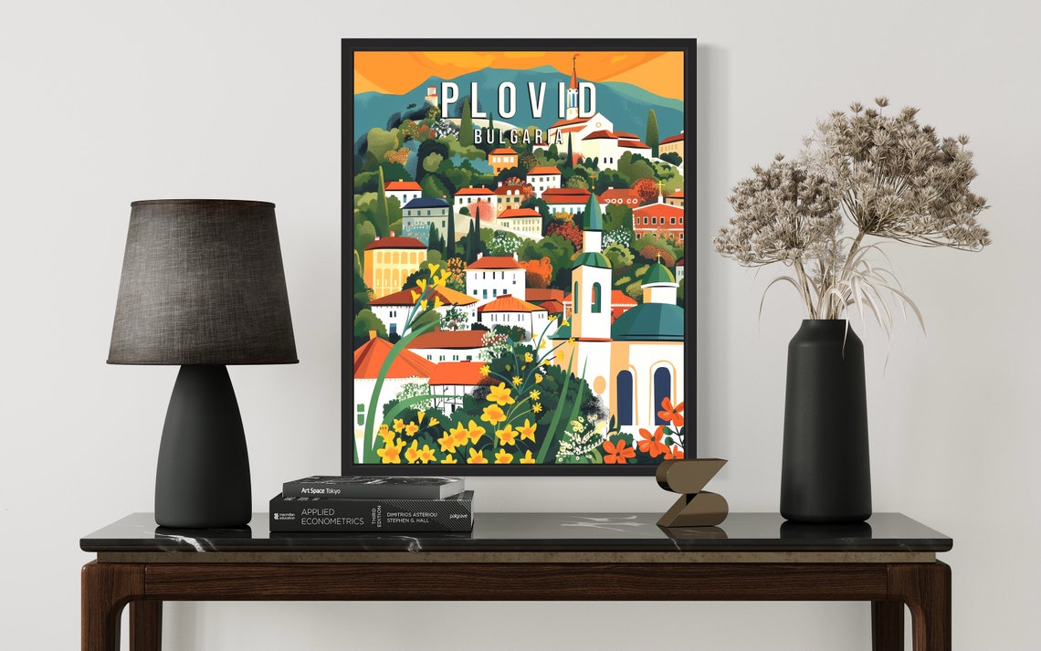 Plovdiv Bulgaria Hillside Old Town Summer Bloom Cityscape Poster - Image 2