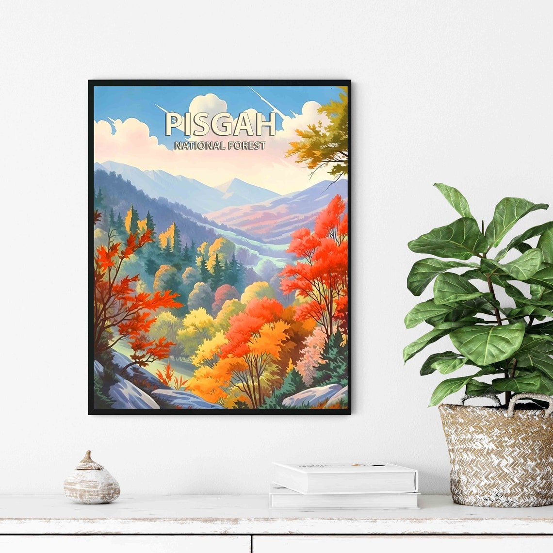 Pisgah National Forest Fall Foliage Mountain Vista Travel Poster - Image 3