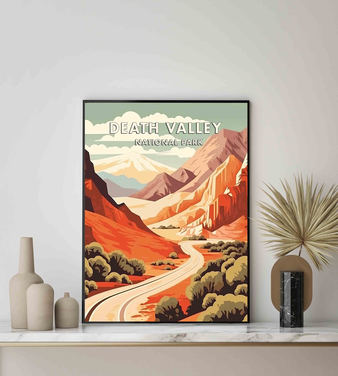 Death Valley National Park Winding Desert Road Sunset Red Rocks Poster - Image 3
