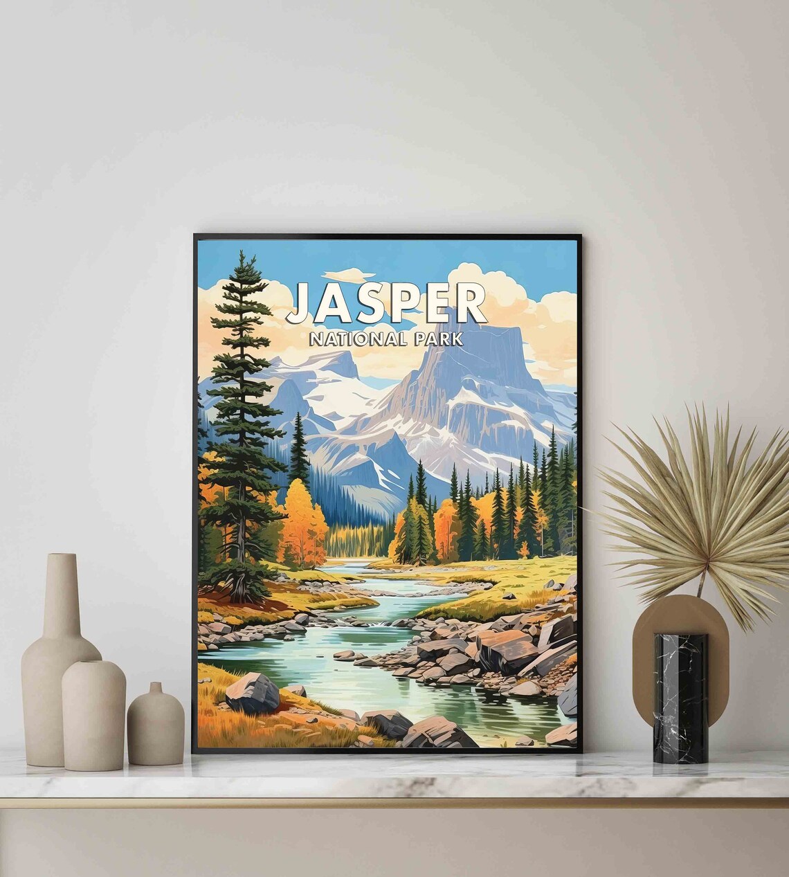 Jasper National Park Autumn River Retro Canada Travel Poster - Image 3