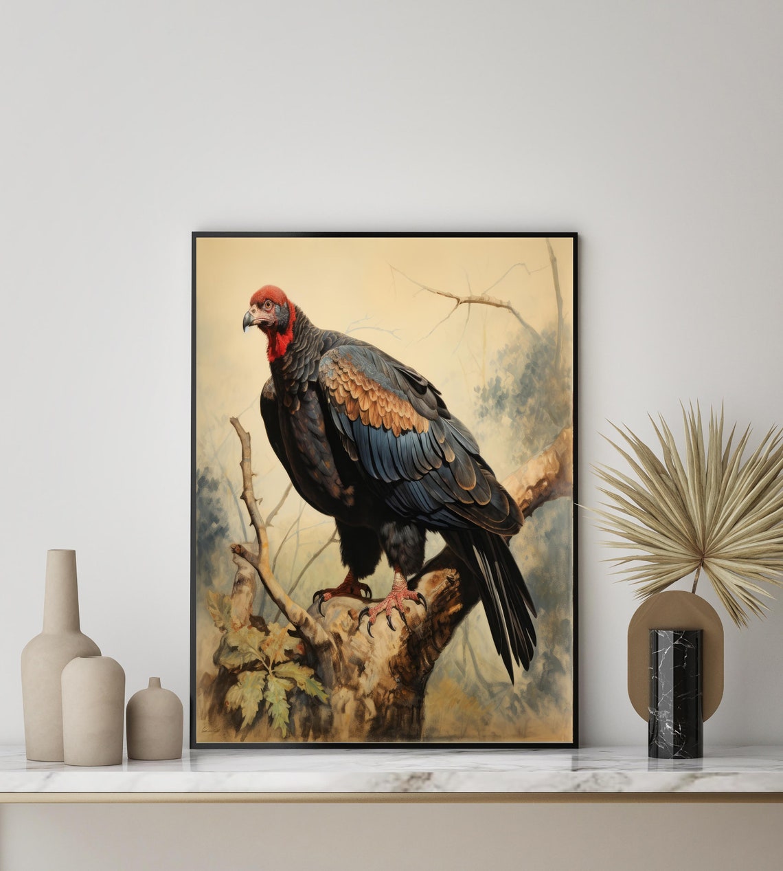 Turkey Vulture Perched on Branch Striking Vintage Bird Art Poster - Image 3