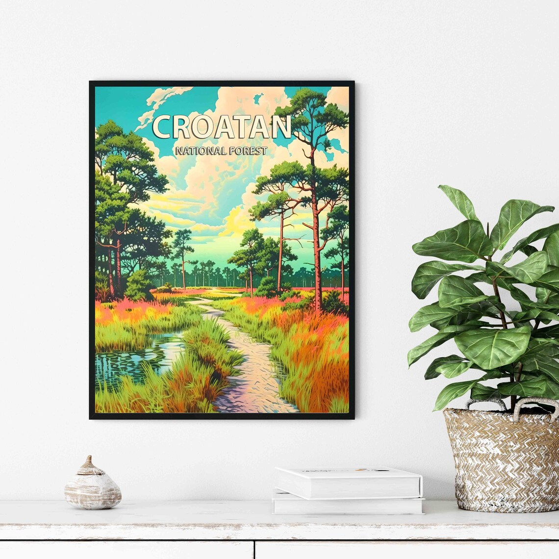 Croatan National Forest Pine Trail Retro Nature Travel Poster - Image 2