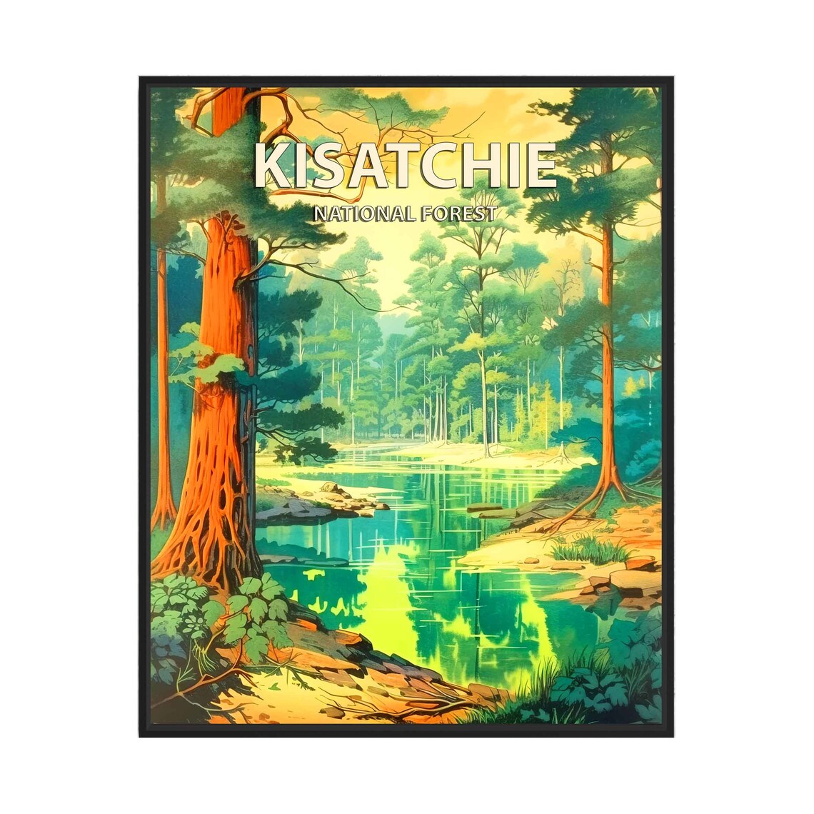Kisatchie National Forest Pine River Retro Travel Poster Art