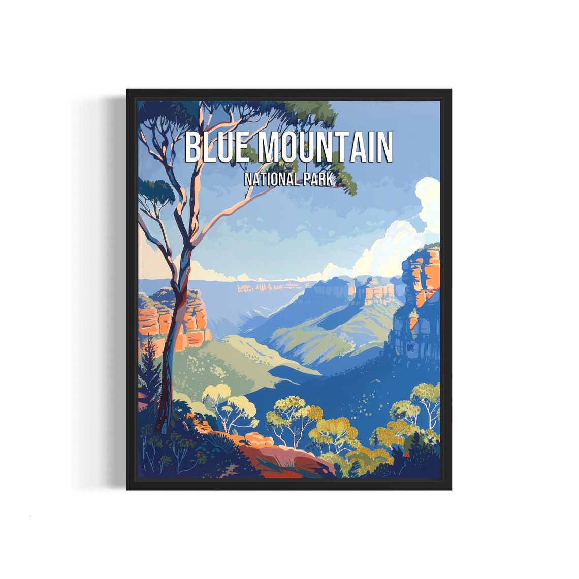 Blue Mountain National Park Canyon Overlook With Eucalyptus Poster
