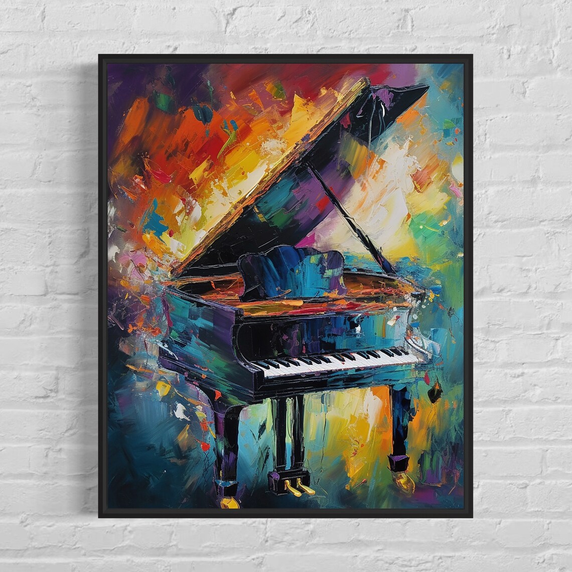 Grand Piano Colorful Abstract Oil Painting Modern Music Art Print
