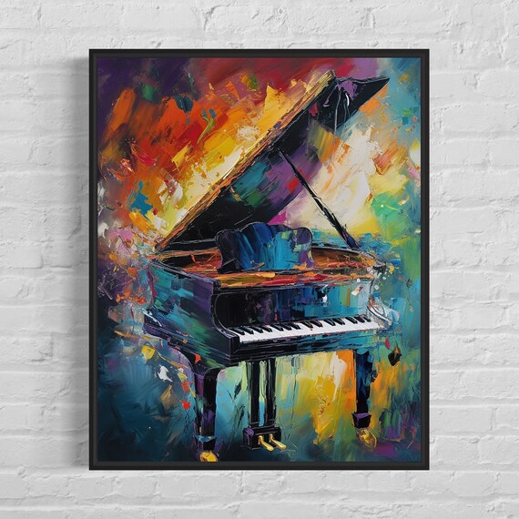 Grand Piano Colorful Abstract Oil Painting Modern Music Art Print