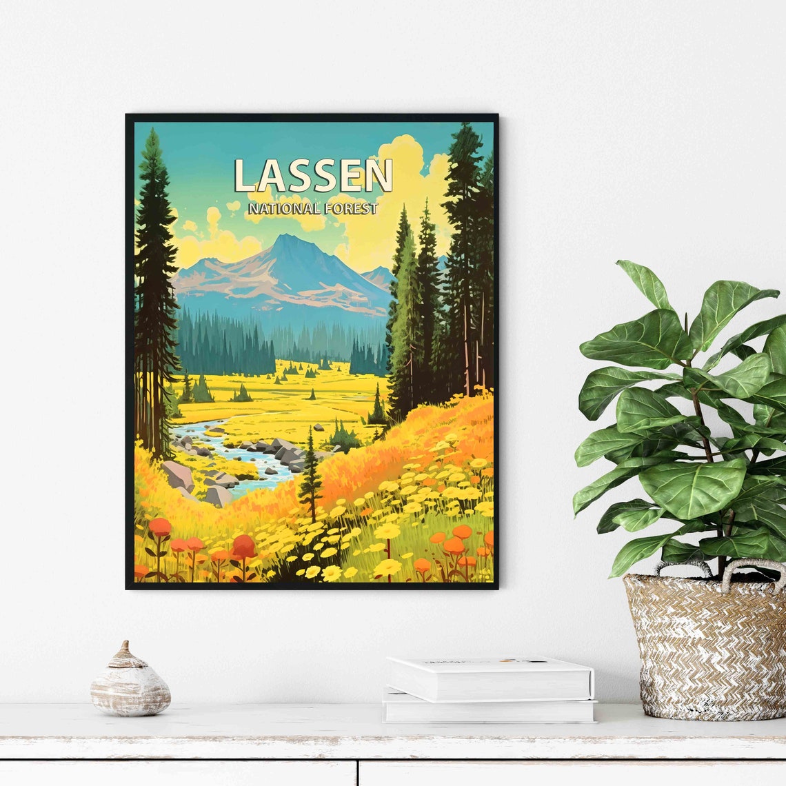 Lassen National Forest Wildflower Meadow Mountain Retreat Poster - Image 2