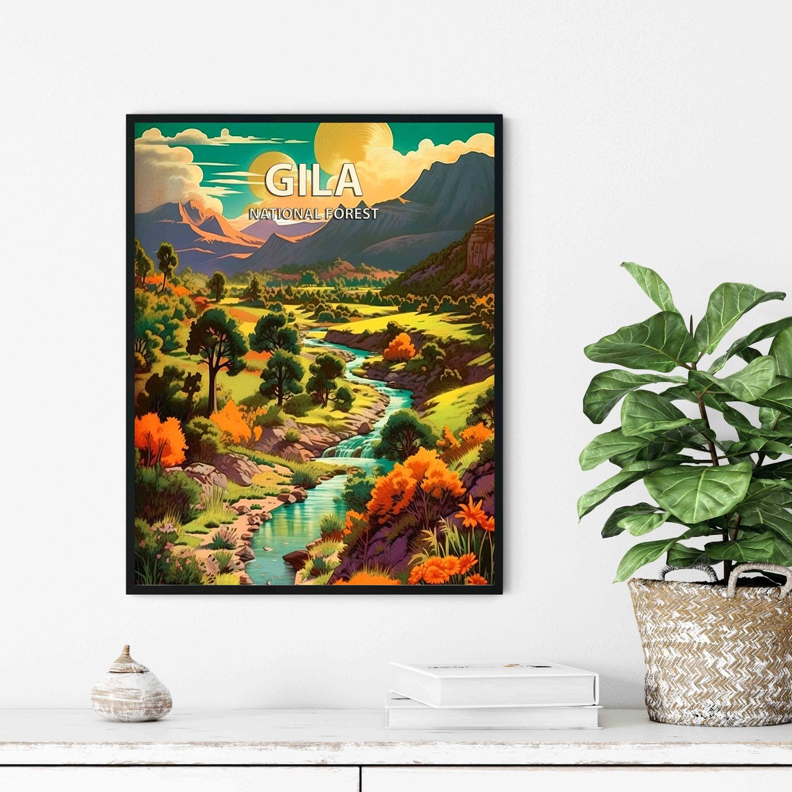 Gila National Forest Desert River Canyon Vintage Scene Poster - Image 2