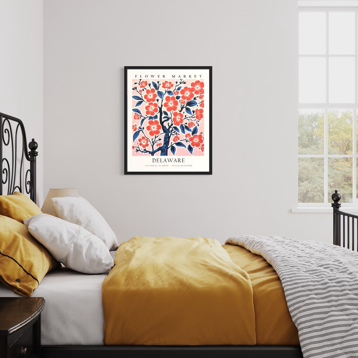 Delaware Flower Market Peach Blossom Botanical Art Wall Poster - Image 3