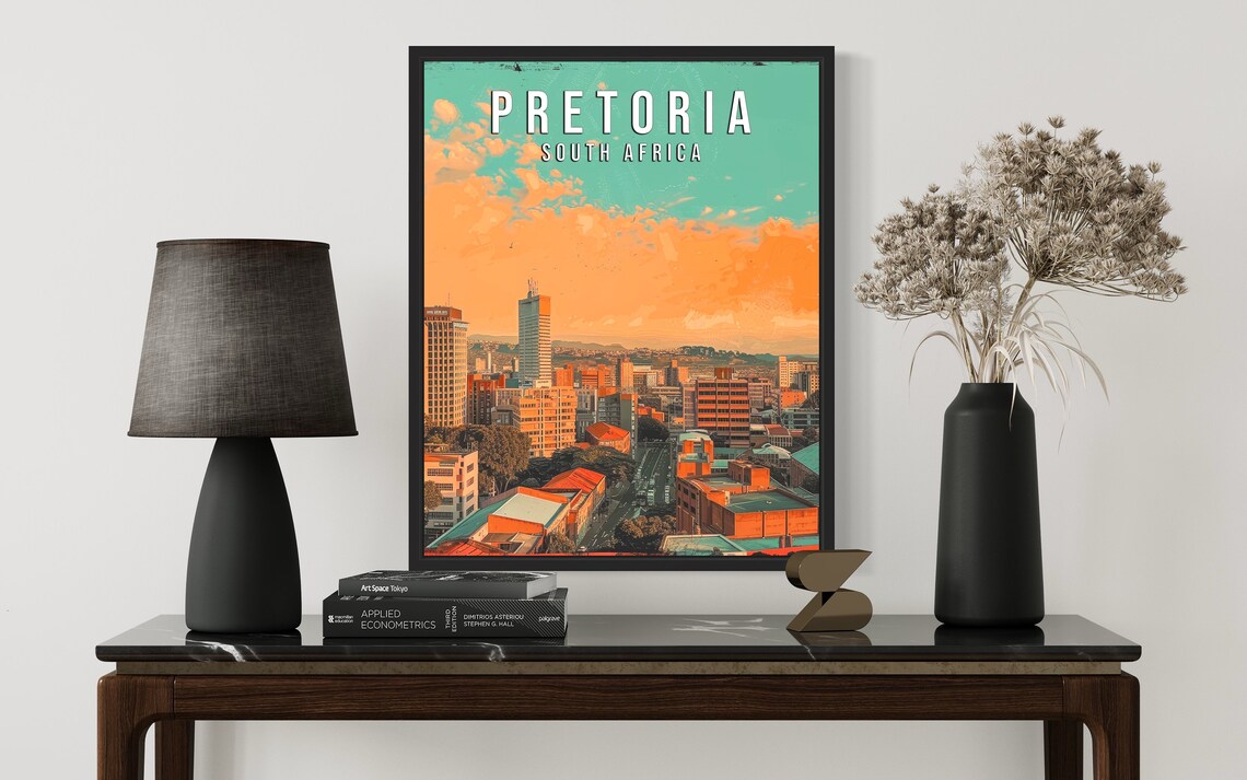 Pretoria South Africa Skyline Retro Sunset City Travel Poster - Image 2
