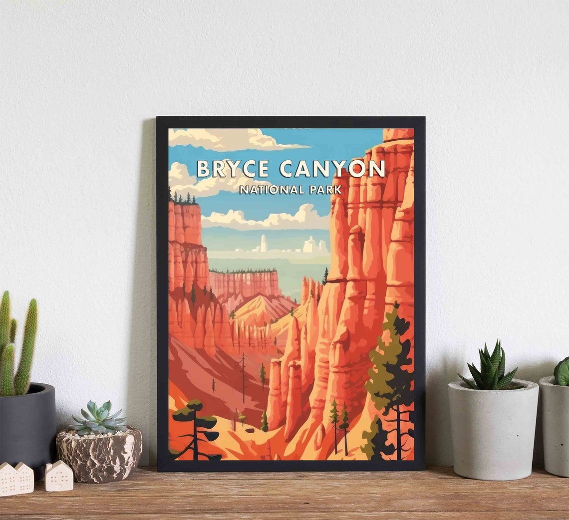 Bryce Canyon National Park Retro Red Rock Hoodoo Amphitheater Poster - Image 3