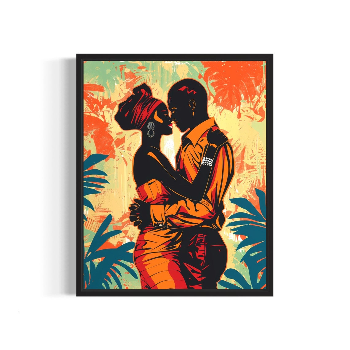 African Couple Dancing Modern Afrocentric Pop Art Romance Poster