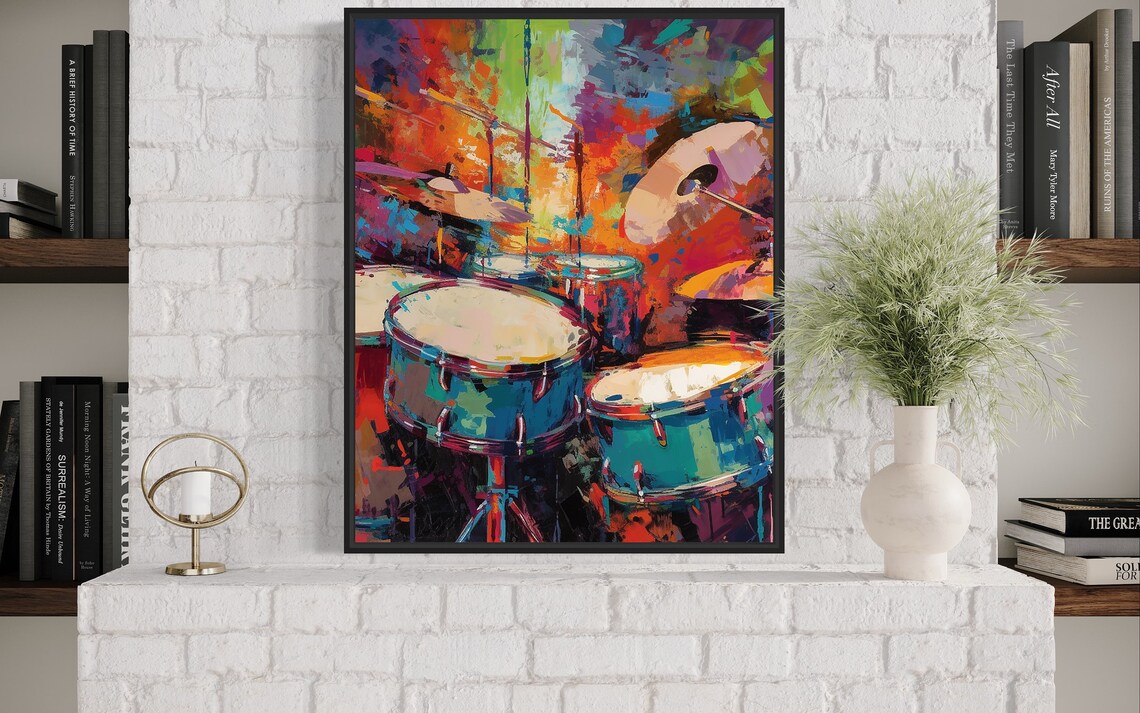 Colorful Abstract Drum Kit Painting for the Music Room Art Poster - Image 3