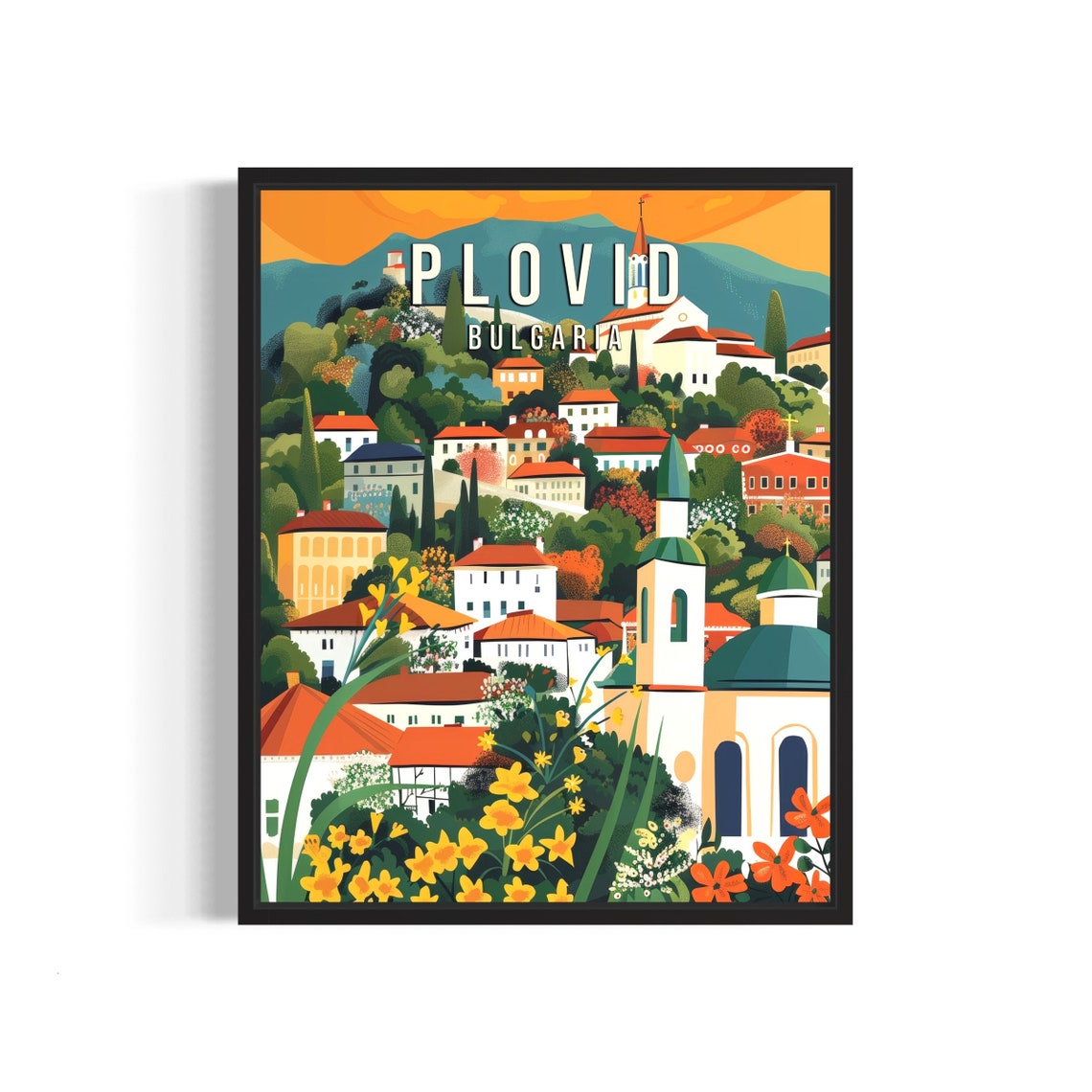 Plovdiv Bulgaria Hillside Old Town Summer Bloom Cityscape Poster