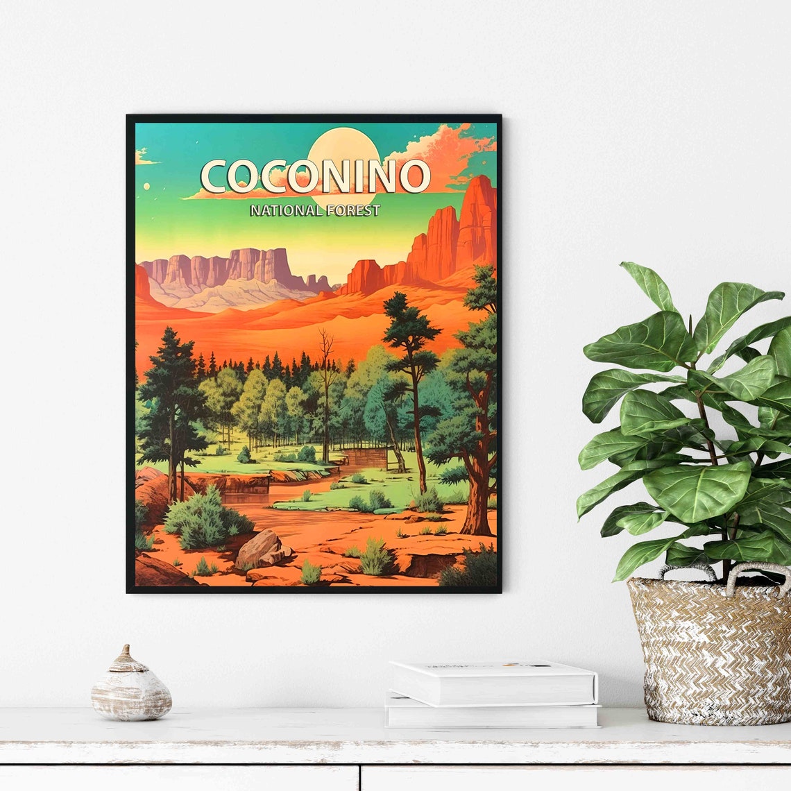 Coconino National Forest Red Rock Canyon Retro Arizona Poster - Image 2