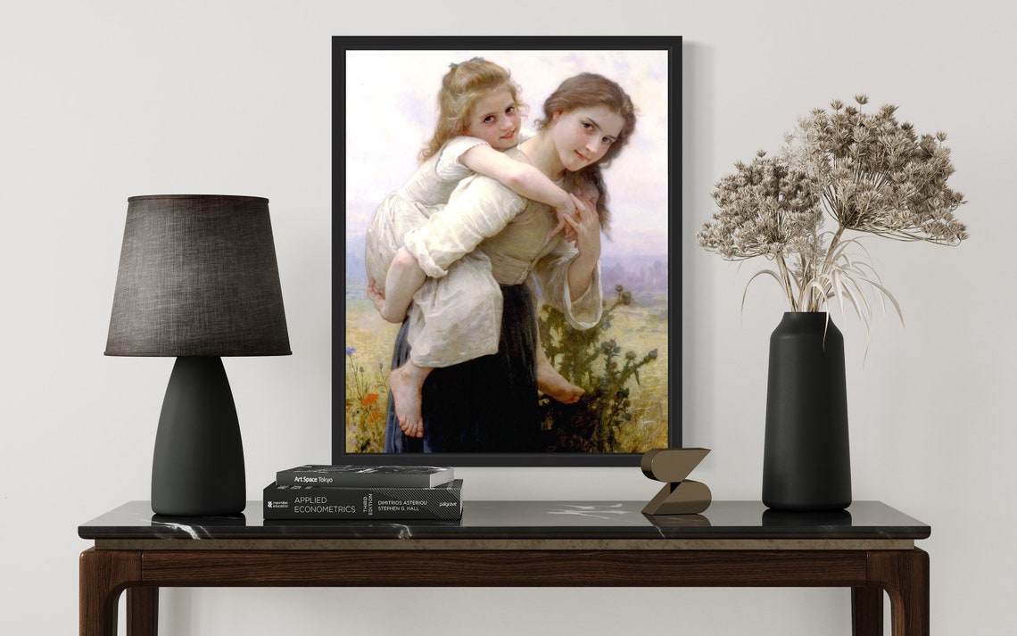 Pleasant Burden Bouguereau Woman Carrying Child Meadow Art Poster - Image 3